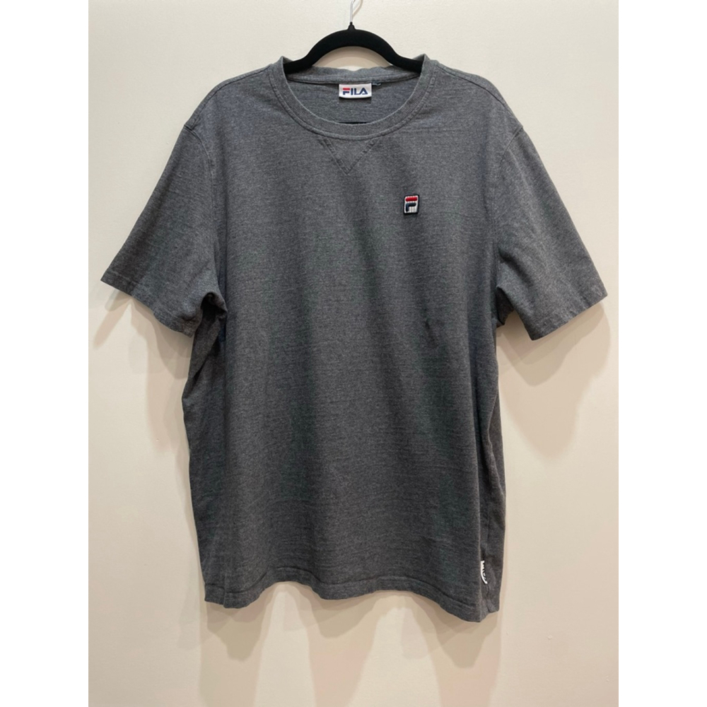 Men's Fila Retro Heavyweight Cotton Thick T-Shirt XXL Gray Casual Athletic Y2K